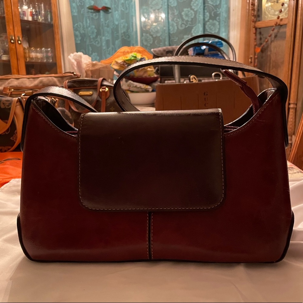 Rina Rich Bergundy and Brown Leather Purse